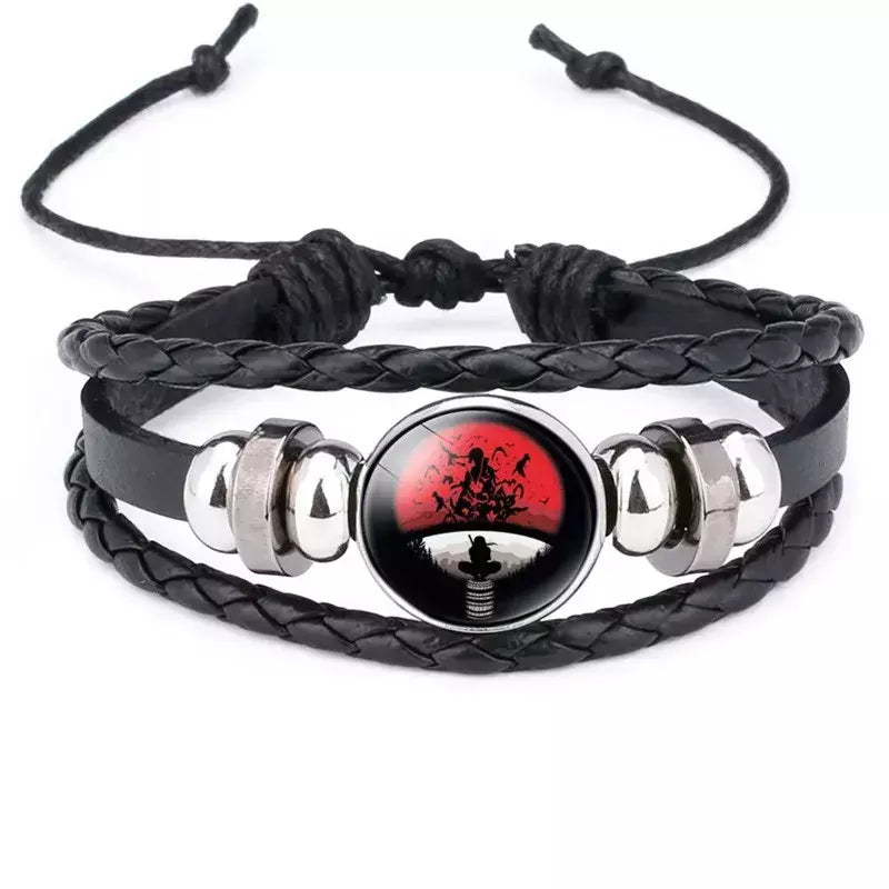 Naruto acessórios naruto pulseira de metal sharingan cosplay anime figura uzumaki kakashi nuvem vermelha prop legal brinquedo do miúdo kawaii presente