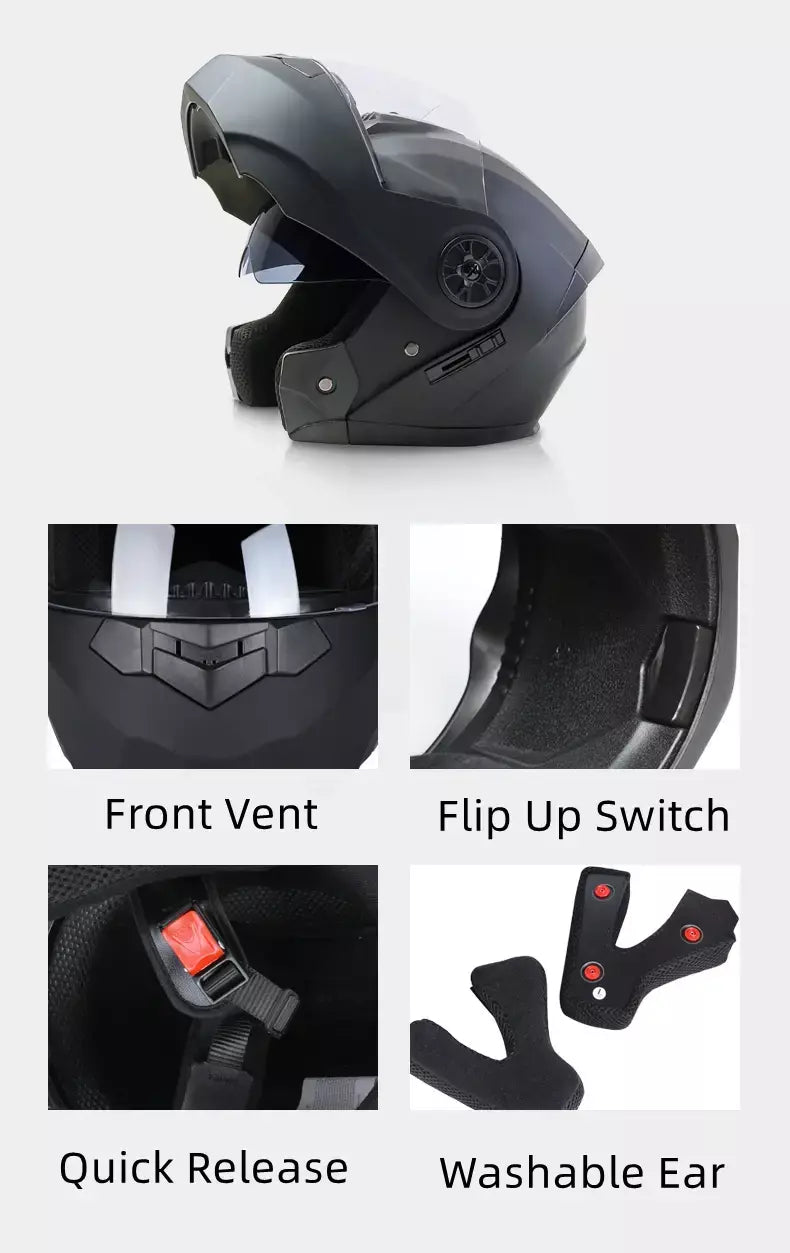 DOT Aprovado Capacete de corrida de motocicleta, lente dupla legal, cara cheia, piloto quente, modular, inverno
