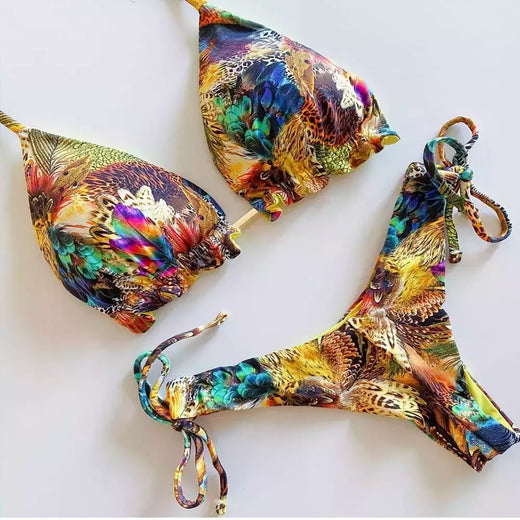RUOTONGSEPT-maiô atado para mulheres, conjunto de biquíni listrado, moda praia sexy tanga, biquínis brasileiros bandagem, 2022