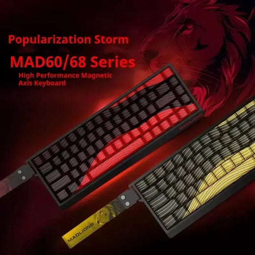 Madlions mad 60/68he teclado de interruptor magnético com fio teclado para jogos troca quente gatilho rápido teclado personalizado acessórios para jogadores de pc