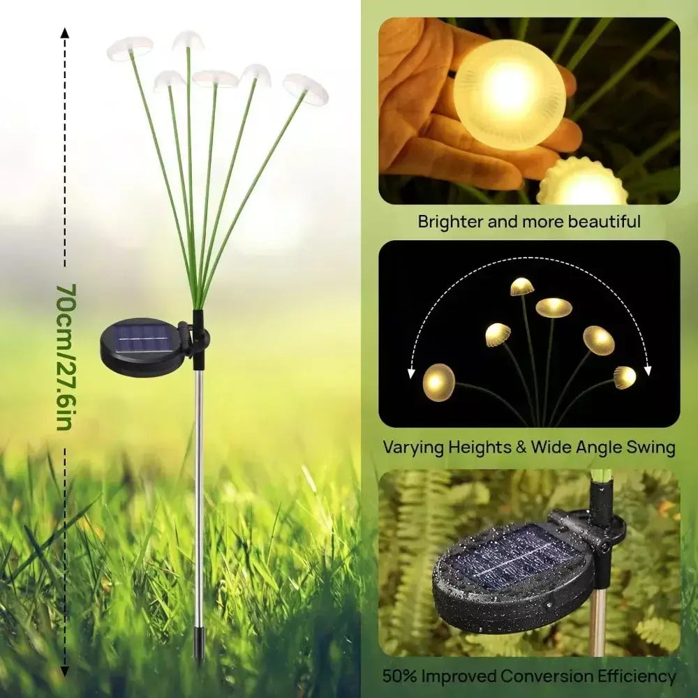 Luzes solares ao ar livre led solar cogumelo gramado luzes à prova dwaterproof água festa quintal pátio caminho lâmpada medusa para decoração de jardim