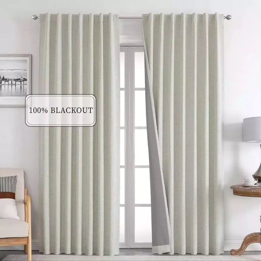 Cortina de teto alto para sala de estar, linho falso, monocromático, 100% apagão, quarto, 350m Altura