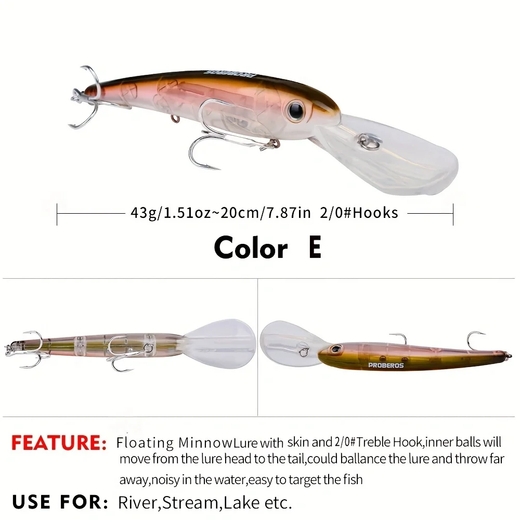 Isca de pesca flutuante de 20cm com ganchos, isca artificial realista para pesca em água doce e salgada, 1 peça