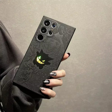 Gengar dos desenhos animados couro pulseira laser caso de telefone para samsung galaxy s25 s24 s23 s22 ultra plus a56 a55 a54 a36 capa à prova de choque