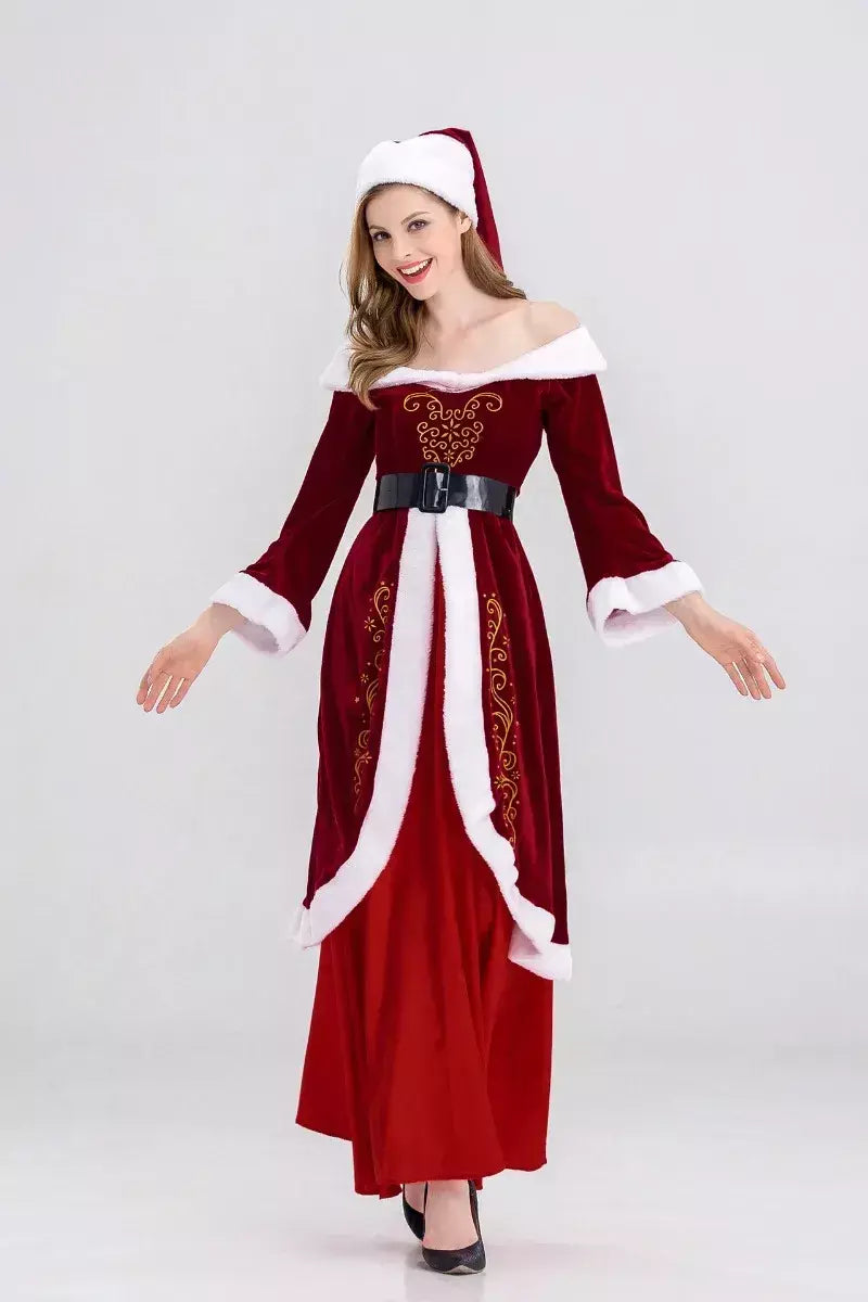 Traje de papai noel feminino masculino vestido de elfo de natal unissex roupa de festa adulto terno de natal desempenho de palco festivo role play wear