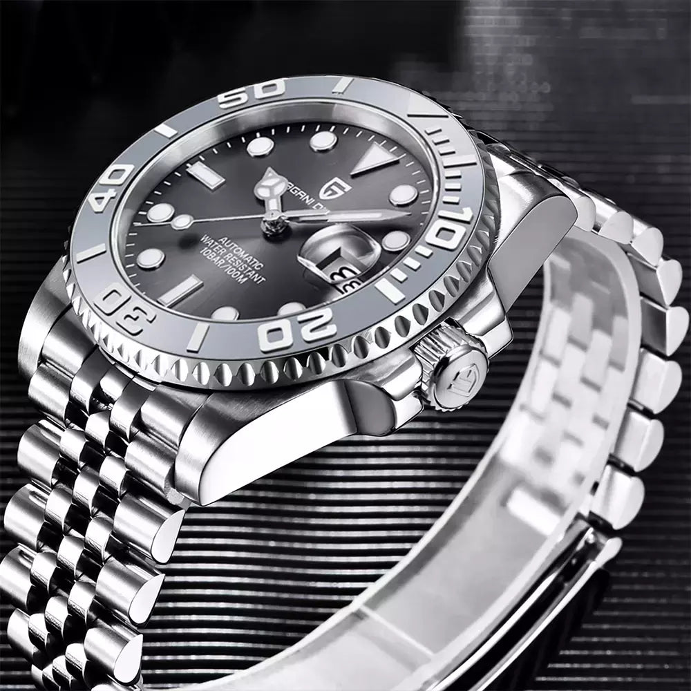 Pagani design esportes masculino relógio de pulso mecânico safira luxo relógio automático para homem aço inoxidável à prova dwaterproof água