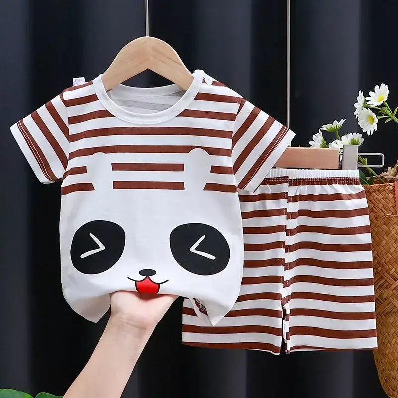 Crianças conjunto de roupas do bebê menino/menina camiseta + shorts roupas verão algodão dos desenhos animados casual meninos agasalho crianças conjunto roupas do bebê