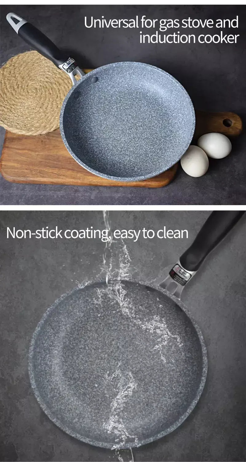 Frigideira Antiaderente de Pedra Durável, Frigideira de Caldeirão, Panelas de Fogão de Indução, Ovo Panqueca, Fogão a Gás, Home Wok, 28 cm, 26 cm, 24 cm, 20cm