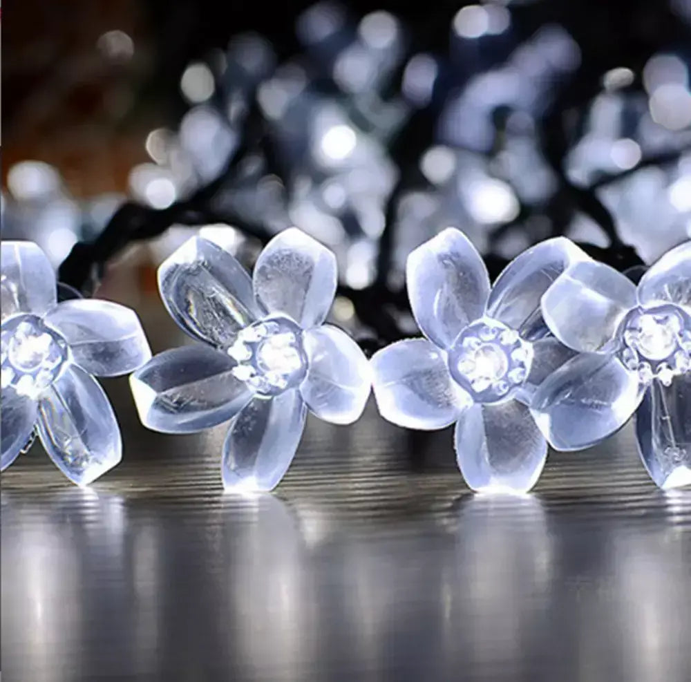 Led solar luzes da corda flor de cerejeira guirlanda luzes ao ar livre solar jardim pátio decoração luzes natal festa de casamento decoração