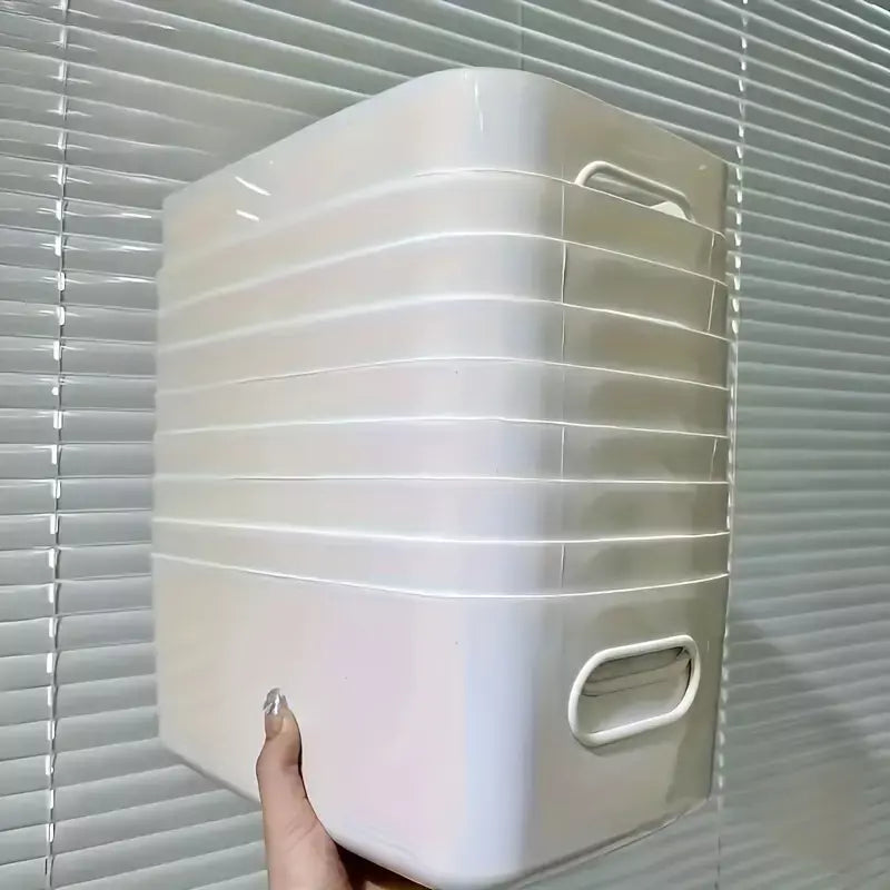Conjunto de caixa de armazenamento empilhável de 5 peças, recipientes organizadores de plástico retangulares, duráveis, reutilizáveis, para cozinha, banheiro, itens essenciais para dormitório