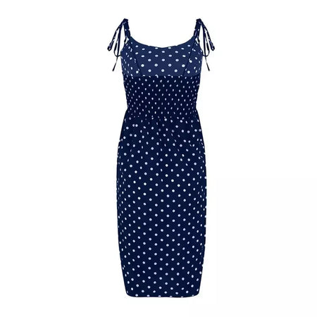 Vestidos de verão feminino causal polka dot sem mangas alta plissado cintura elástica com decote em v vestido de praia vestidos de verano