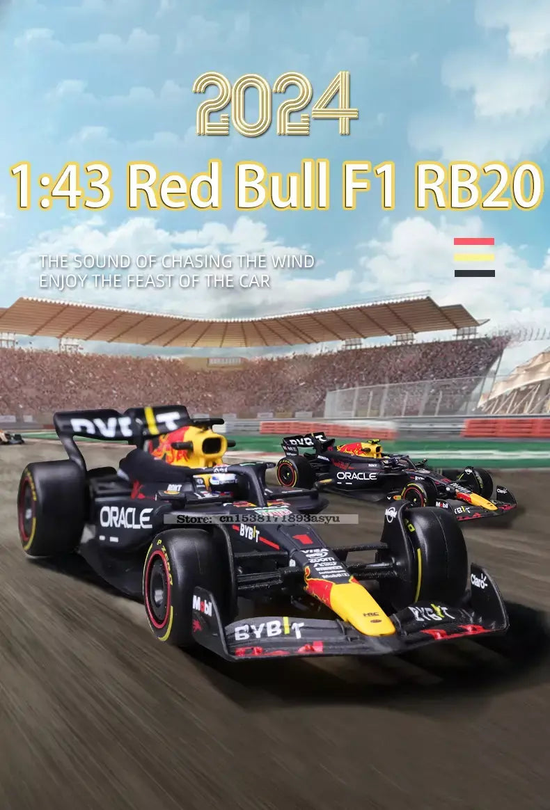 Bburago 1:43 2024 RB20 F1 Red Bull Racing TAG Heuer 2023 RB19 Miami # 1 Verstappen # 11 Brinquedo modelo fundido para carro em liga Perez