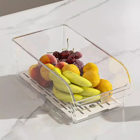 Organizador de geladeira transparente, caixas organizadoras de geladeira, organizadores de geladeira e recipientes de armazenamento para frutas, vegetais, alimentos, bebidas