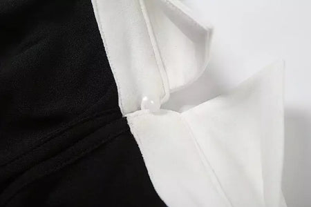 Retro vestido fino outono inverno moda cor bloqueando sexy elegante vestidos de noite manga longa lapela cintura alta roupas femininas