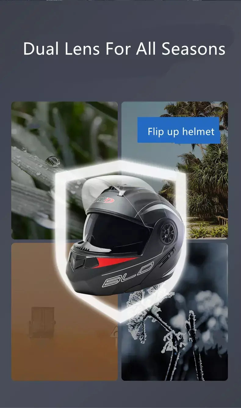 DOT Aprovado Capacete de corrida de motocicleta, lente dupla legal, cara cheia, piloto quente, modular, inverno