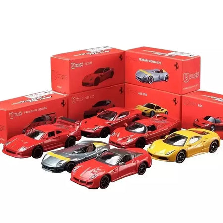 Coleção Ferrari Bburago 1:64 - modelos fundidos em liga LaFerrari 458 Enzo SF90, mini carros de simulação, conjunto de presente para adultos e crianças