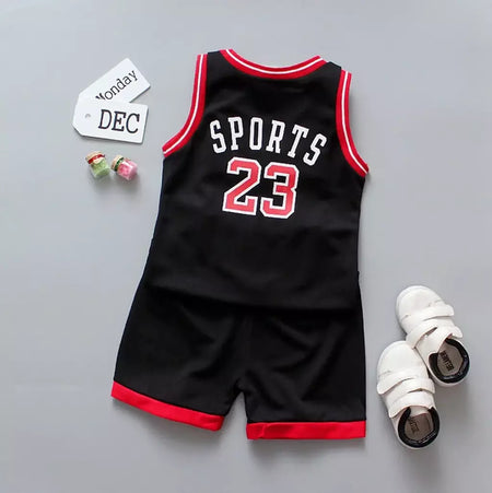 Conjunto de roupas infantis de verão, roupas esportivas de basquete, tops sem mangas + shorts, 2 peças/terno, meninos e meninas