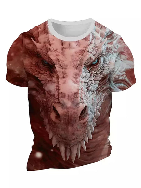 Camiseta de manga curta com estampa Dragão 3D masculina, camiseta casual diária de rua, esportes ao ar livre, moda urbana, verão