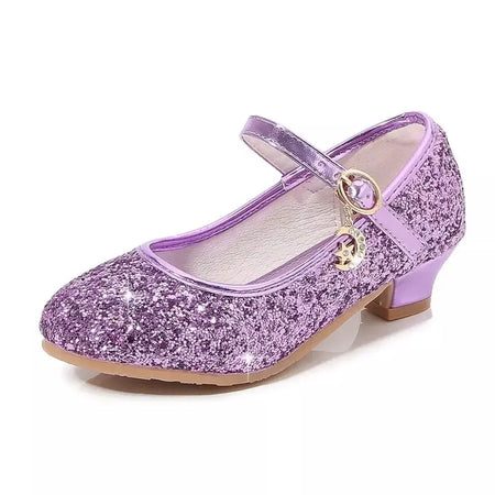 Meninas sapatos crianças salto alto glitter sandálias de cristal moda fivela crianças princesa sapato dança estudante desempenho sapatos de couro