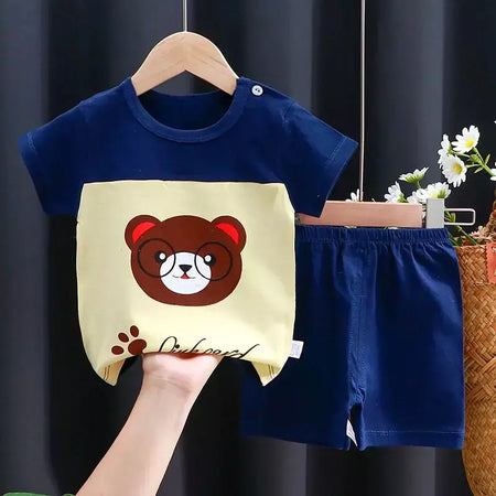 Crianças conjunto de roupas do bebê menino/menina camiseta + shorts roupas verão algodão dos desenhos animados casual meninos agasalho crianças conjunto roupas do bebê