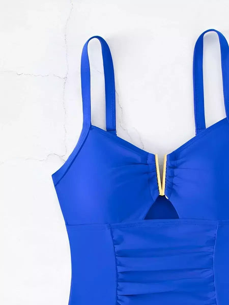 Maiô frente Ruched feminino, One Piece Swimwear, Fato de banho sexy, Roupa de praia feminina, Banho de natação, Monokini, Cortar fora, 2021
