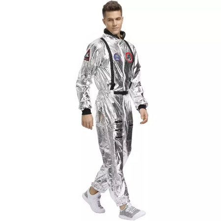 Halloween natal prata spaceman masculino feminino espaço terno adulto crianças astronauta traje festa de família vestir-se presente aniversário