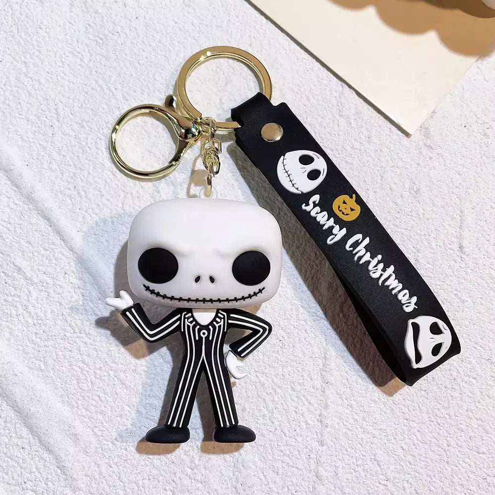 Figura clássica dos desenhos animados jack skellington chaveiro disney o pesadelo antes do natal boneca chaveiros mochila acessórios