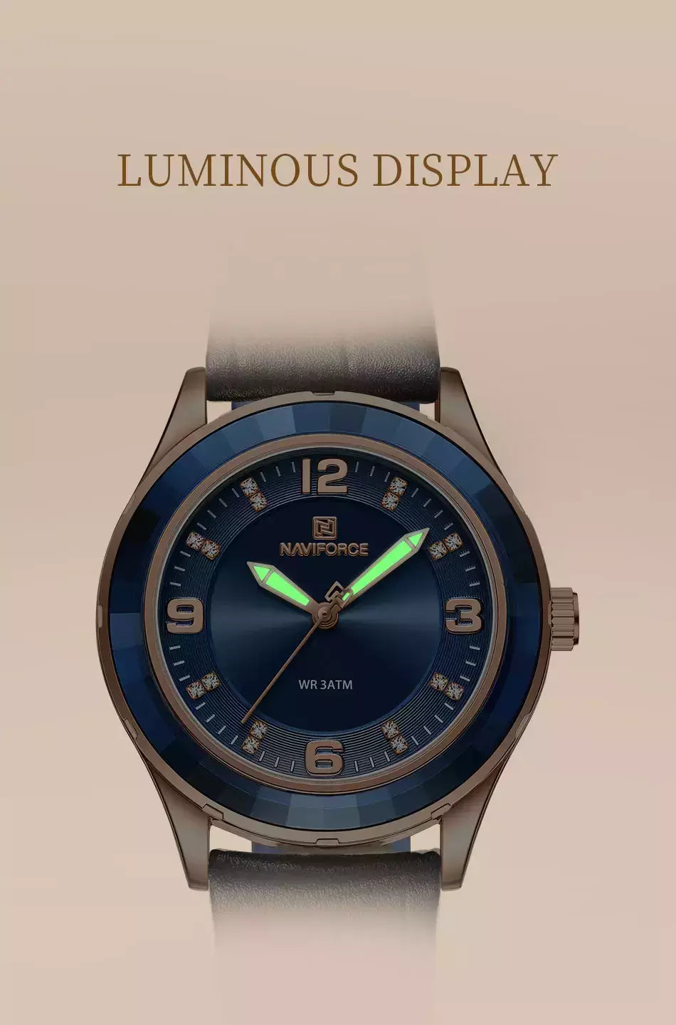 NAVIFORCE-Relógio de couro simples feminino, relógios de pulso casuais, relógio de quartzo feminino, original, nova moda