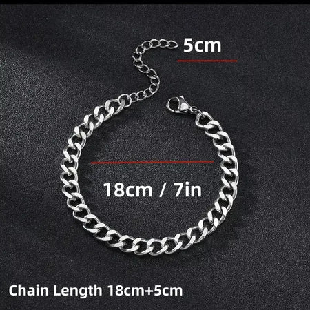 HNSP-Pulseira em Aço Inoxidável Cubano para Homens, Correntes de Mão, Tamanho Ajustável, Acessório Tendência, Jóias Masculinas, 3mm-15mm Grossa