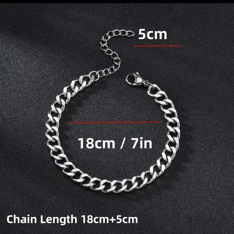 HNSP-Pulseira em Aço Inoxidável Cubano para Homens, Correntes de Mão, Tamanho Ajustável, Acessório Tendência, Jóias Masculinas, 3mm-15mm Grossa