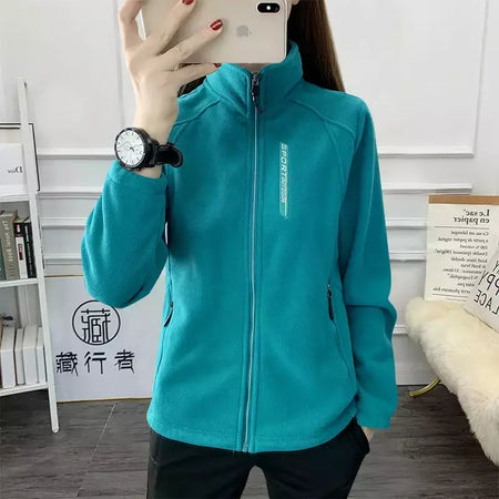 Casacos de lã tamanho grande para mulheres, cardigã quente, roupas esportivas casuais ao ar livre, caminhadas, jogging, ioga, jaquetas femininas, inverno, primavera