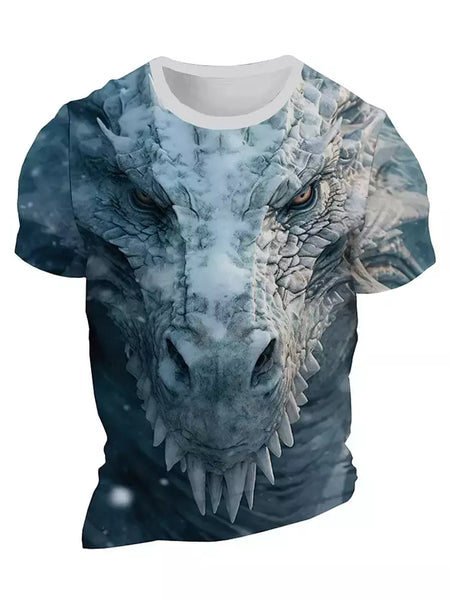 Camiseta de manga curta com estampa Dragão 3D masculina, camiseta casual diária de rua, esportes ao ar livre, moda urbana, verão