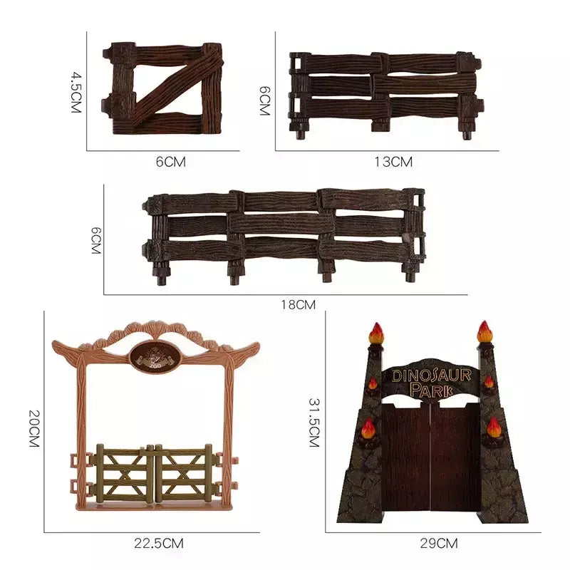 Crianças dinossauro portal quadro fingir jogar simulação casa de fazenda animal corral cerca portão para crianças figuras ação acessórios