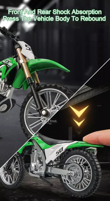 1:12 kawasaki kx450 nijia ZX-6R modelo de motocicleta brinquedo diecast liga carro roda dianteira direção absorção choque decorativo presente do menino