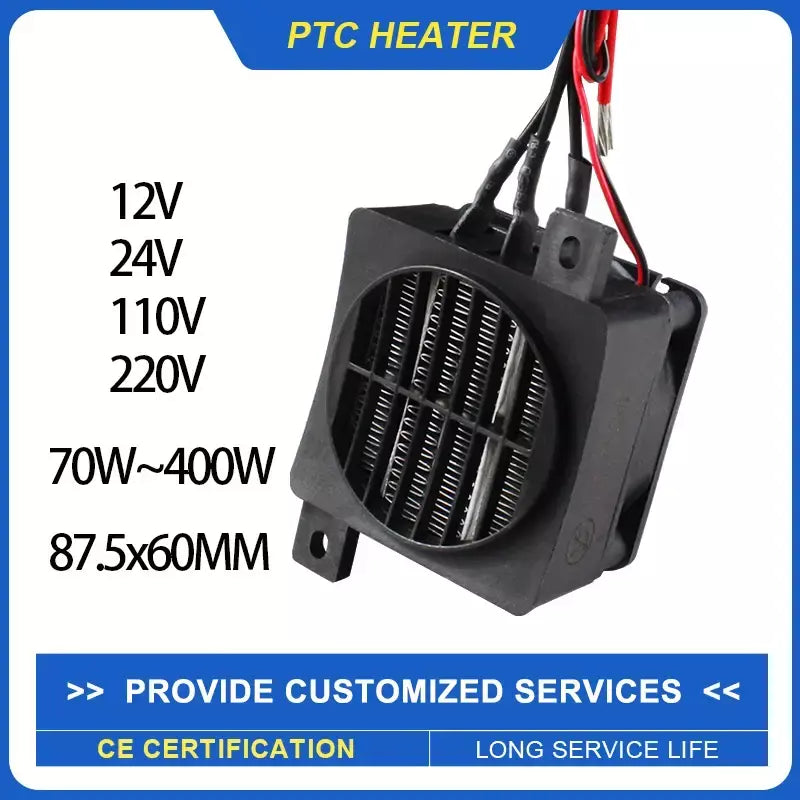 12v ~ 220v 70w ~ 400w aquecedor ptc cerâmica aquecedor de temperatura constante com ventilador ptc aquecedor elétrico incubação elemento de aquecimento de ar ptc