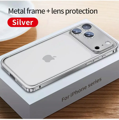Aviação liga de alumínio quadro pára-choques caso do telefone para iphone 17 16 15 14 13 12 promax lente metal dissipação calor capa à prova de choque