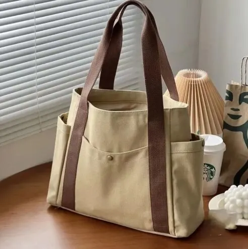 Estilo preppy bolsa de ombro unissex grande capacidade bolsa casual versátil sólida bolsa de lona estudante viajando zíper saco quadrado
