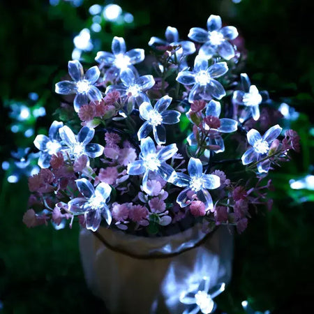 Led solar luzes da corda flor de cerejeira guirlanda luzes ao ar livre solar jardim pátio decoração luzes natal festa de casamento decoração