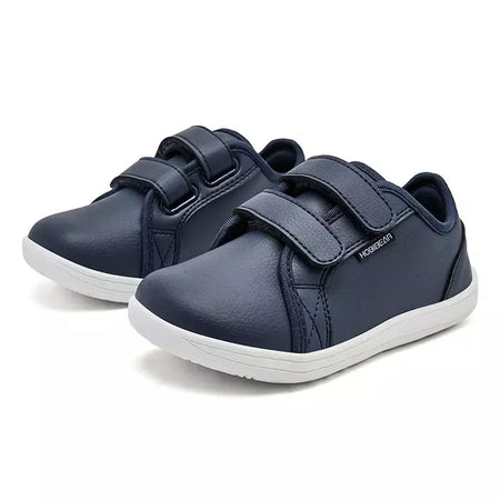 HOBIBEAR-Tênis minimalistas para crianças, leves, gancho de laço, couro artificial, sapatos descalços, pequeno grande e garoto, dedo do pé largo