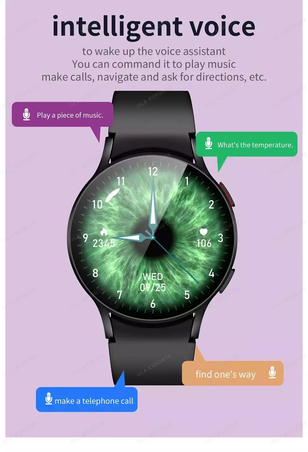 Samsung-Galaxy Smartwatch para homens e mulheres, monitoramento de saúde AMOLED, relógio impermeável, assistente de voz, chamada Bluetooth, relógio inteligente, 2022