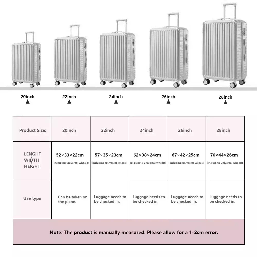 Mala de alumínio do curso do quadro, portador de bagagem, caixa do trole, cabine de transporte, 20 "24" 28";;VERDADEIRO;;"A09White suitcase,28 Inch