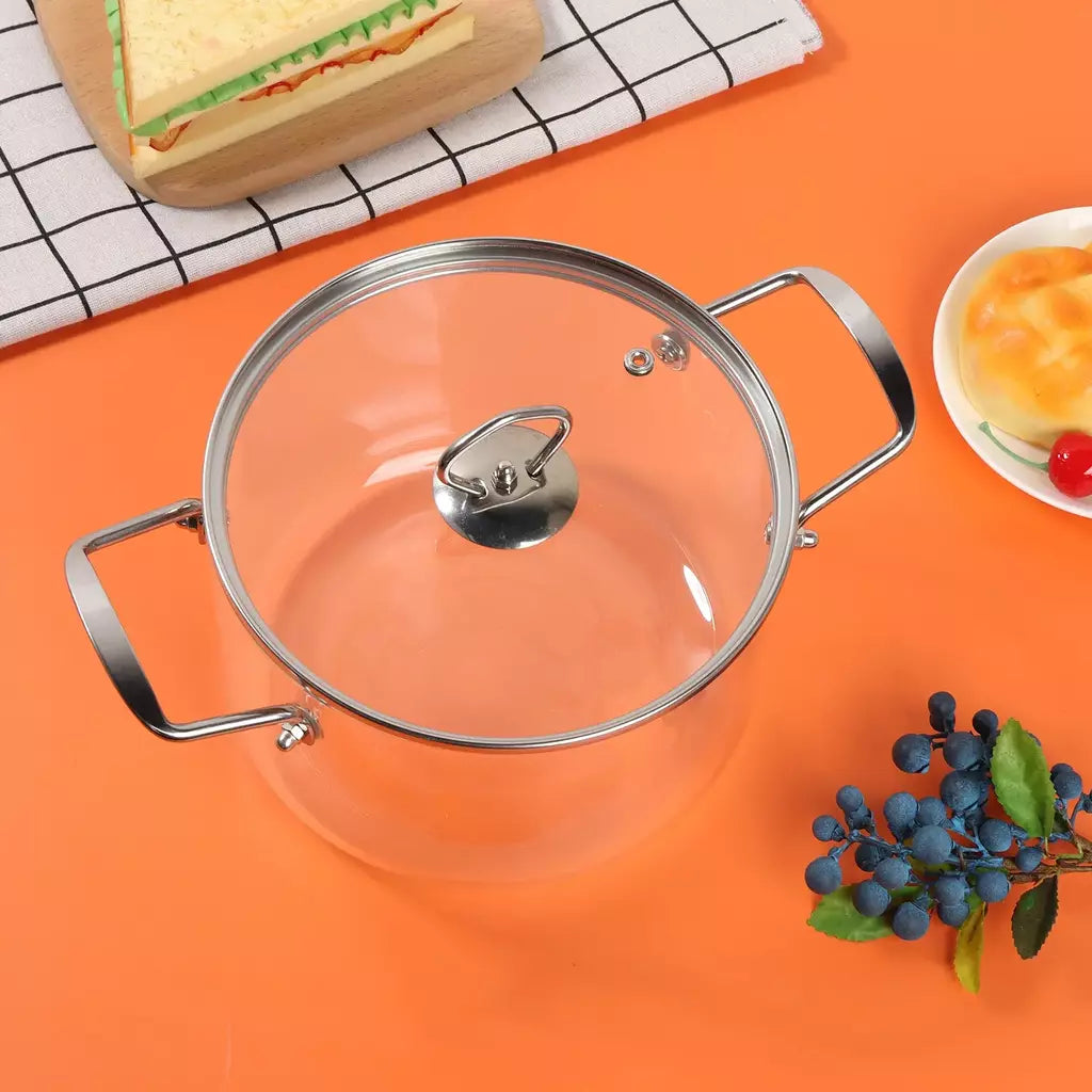 Panela de vidro 2,5l/3,5l com tampa para fogão panela transparente de alto borosilicato para cozinhar chá, sopa, ferramentas de cozinha