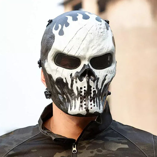 Assustador halloween crânio máscara festa de halloween cosplay máscaras esqueleto guerreiro máscara camuflagem legal crânio máscara
