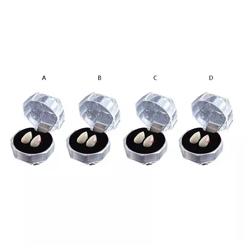 1 par de dentaduras de vampiro para halloween, adultos e crianças, festa de halloween, bola de máscaras, cosplay, cola sólida, dentes falsos, adereços de decoração diy