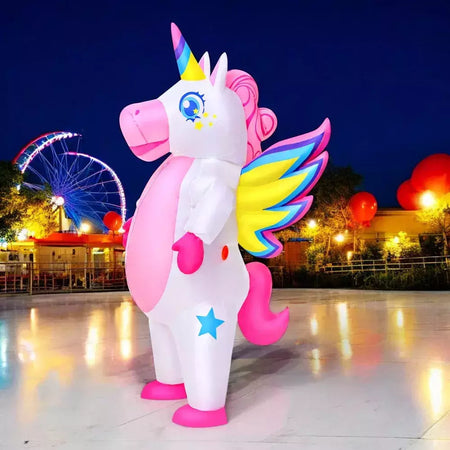 Adulto galo inflável traje engraçado unicórnio elk animais terno inflável halloween carnaval meio corpo explodir terno para cosplay