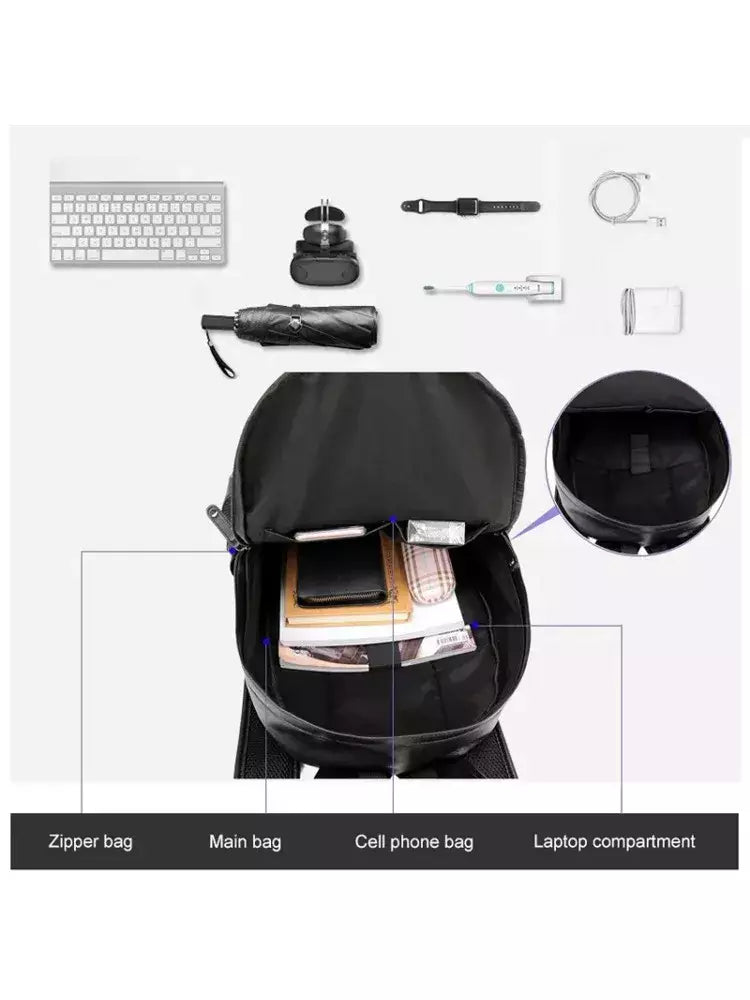 Mochila Escolar de Couro Impermeável para Homens, Bolsa de Viagem, Laptop, Livro Casual de Alta Qualidade, Marca Moda