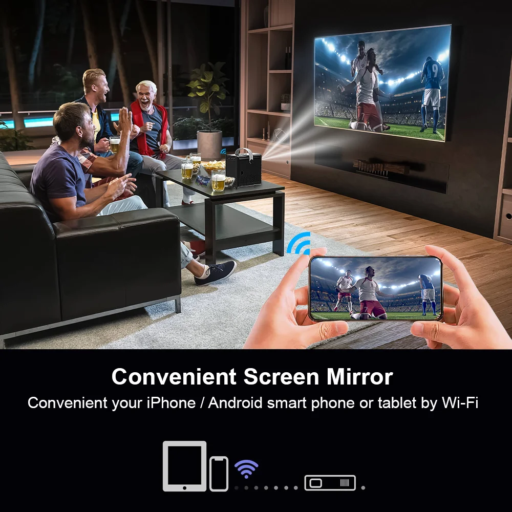 HONGTOP Android Inteligente Mini Projetor 300ANSI Lumen Projetor Portátil 4K com WIFI Bluetooth 1080P Home Movie Theater Beamer