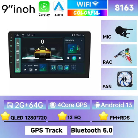 128g 2din 9 "reprodutor de vídeo multimídia carro universal para toyota hyundai kia nissan honda 2din android gps carplay/rádio automático estéreo
