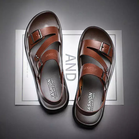 Moda Confortável Sandálias Masculinas Cor Sólida Open Toe Mens Sandálias De Couro 2023 Novos Chinelos De Praia para Calçado De Couro Masculino