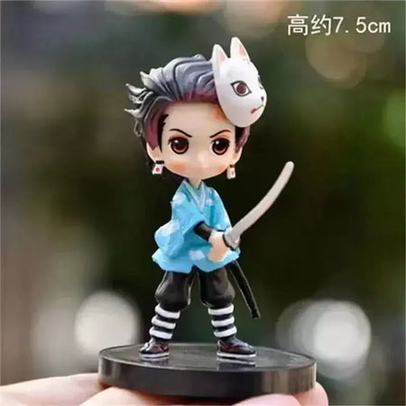 6 pçs/set 6cm Anime Demon Slayer Boneca Brinquedo Q Posket Kimetsu No Yaiba Kamado Tanjirou Kamado Nezuko Agatsuma Figuras de Ação Presentes